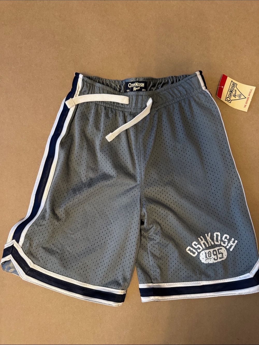 OshKosh B'gosh Gray Mesh Athletic Shorts with Navy & White Trim Sports Soccer